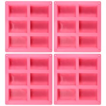 4-pack siliconen zeepvormen - 6 rechthoekige vormen, DIY voor cake, cupcake, muffin, koffiepudding en