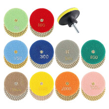 Lot de 11 tampons de polissage diamantés humides de 7,6 cm, grain 50 à 3 000, avec support auto-agrippant, pour béton et marbre