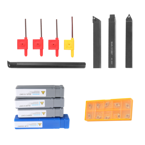 10Pcs Carbide Insert Blades + 4Pcs Lathe Turning Tool Holder Set Wrench for Machine Sets 2