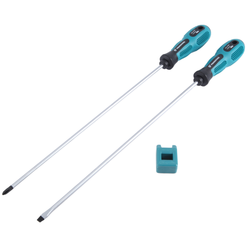 2-teiliges 12-Zoll-Langschlitz- und Schraubendreher-Set, magnetisch, mit Gummigriff 2
