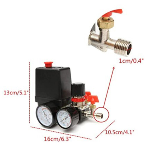 Luftkompressor-Druckregelschalter, 90-120 PSI-Schalter-Verteilerregler-Messgeräte mit 2