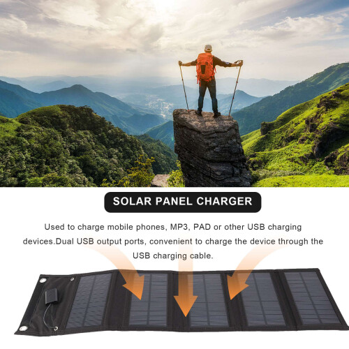 12W Foldable USB Solar Panel Portable Folding Waterproof Charger Outdoor Mobile Power Battery 2