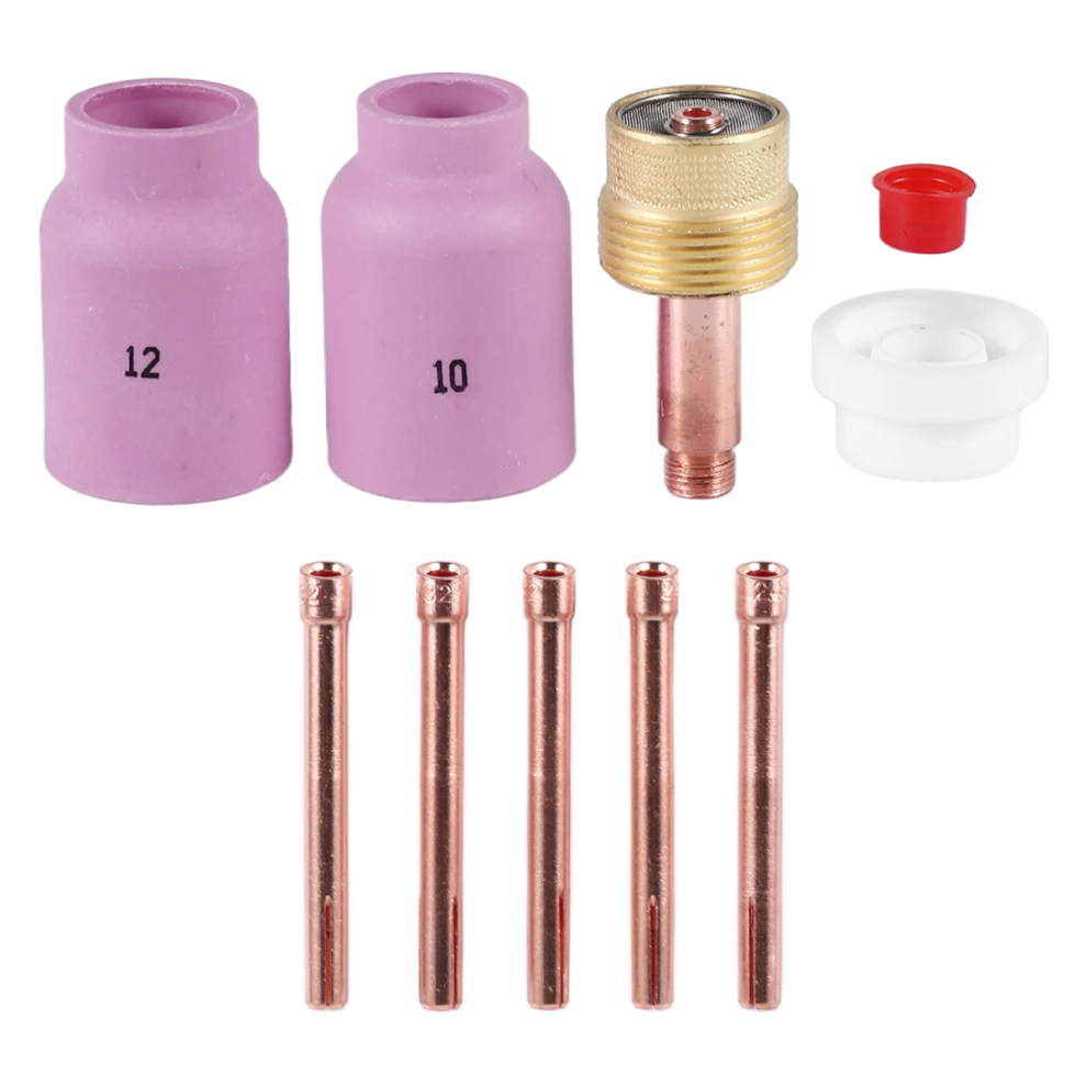 Kit Di Accessori Per Corpi Pinza Per Torcia Di Saldatura Tig Da 9 Pezzi, Lente A Gas Lunga E Grande E Tazza In Allumina Per WP17, WP18, WP26