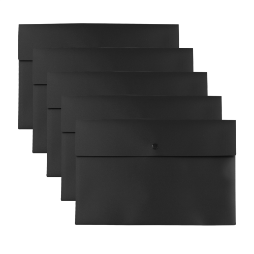 5 Folder Pocket Plastic Envelope Flat File Letter Organizer with Snap Closure A4 Size