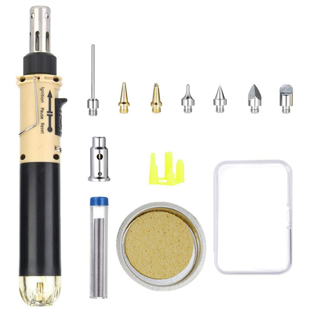 Kit Saldatore A Gas Butano 12 In 1, Torcia Per Saldatura A Fiamma Regolabile, Strumento Per Saldatura Senza Fili