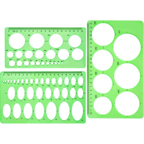 3 pezzi di modelli circolari in plastica e ovali, righelli di misurazione, disegno digitale per ufficio e scuola 1