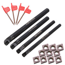 4 Set of 7/8/10/12mm Lathe Boring Bar Turning Tool Holder 10Pcs 0602 Carbide Insert Blades for Machine