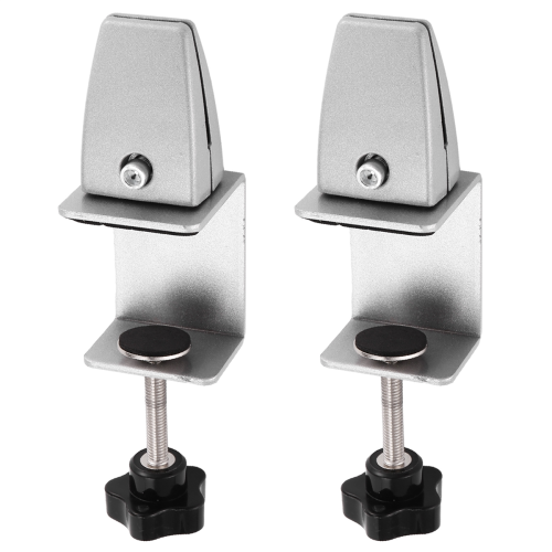 2 Pcs Office Desk Divider Clamp Privacy Screen Clip Holder Bracket Baffle Partition for Table -Silver 2