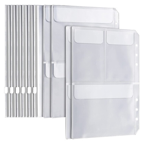 20Pcs A5 6 Ring Binder Pockets 3 Types Envelope,Zipper Closurek Bill Pouch for Organizer Clipbook 1