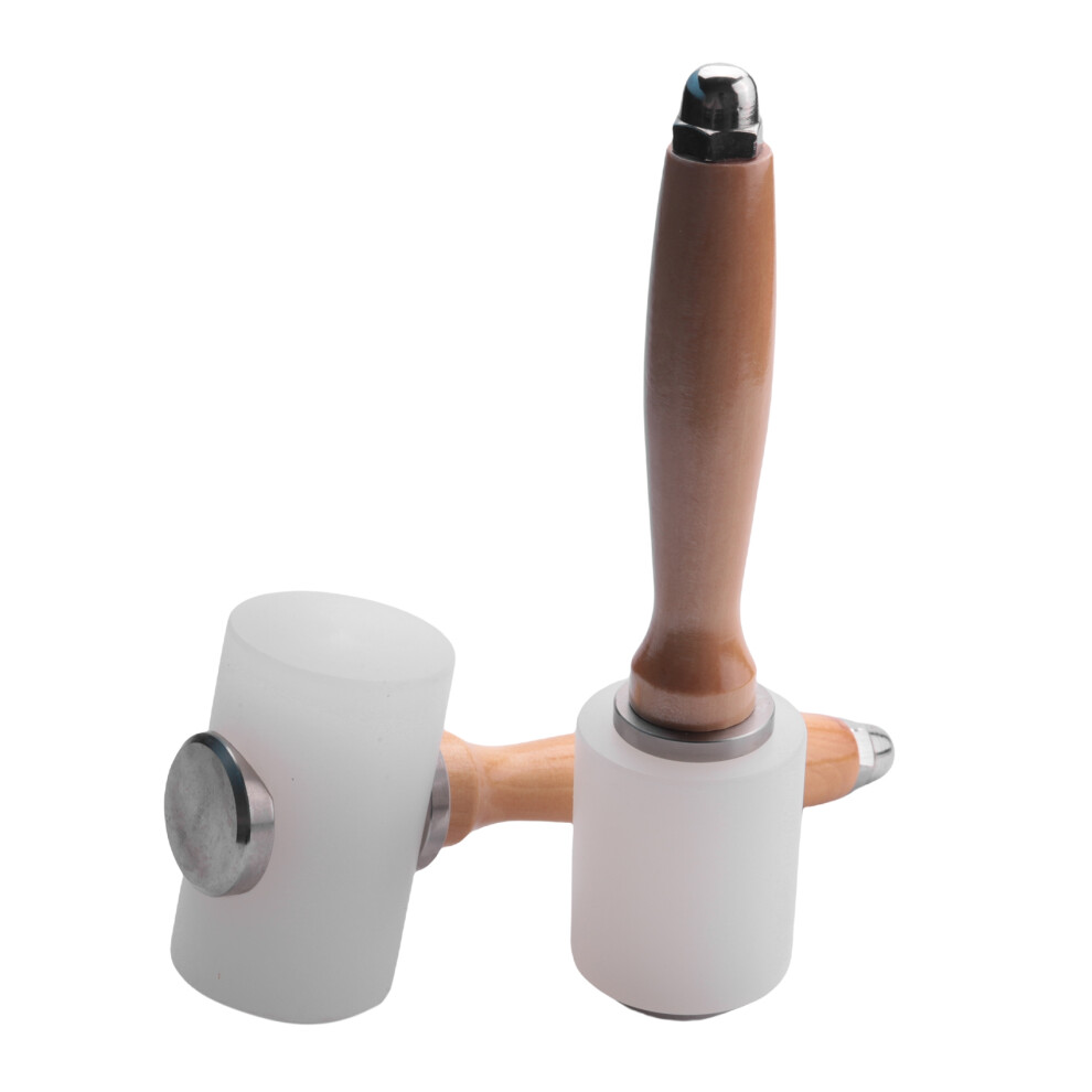 2 Pezzi Martello Per Intaglio Della Pelle, Mazzuolo In Pelle, Manico In Legno, Utensili In Nylon Per Lavori Fai Da Te Fatti A Mano