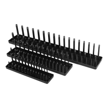 3-teiliges Steckschlüssel-Organizer-Tablett-Set, schwarz, metrische Tabletts, 1/4 Zoll, 3/8 Zoll und 1/2 Zoll Antrieb, tiefe und Schattenhalter