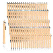 100 Teile/los Bambus Kugelschreiber Stylus Kontaktieren Büro & Schule Liefert Stifte Schreiben Geschenke-Schwarz Tinte