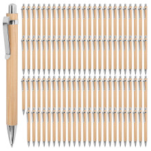 Lot de 100 stylos à bille en bambou, stylets, fournitures de bureau et scolaires, stylos, cadeaux d'écriture, encre bleue