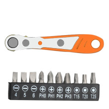 Magnetische schroevendraaierset, 11-delig, 110 mm, mini-ratels en 1/4 inch, 10 modellen, bits