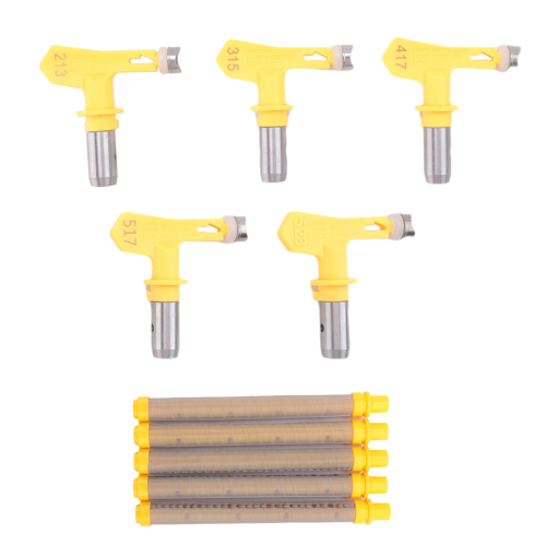 5 Pieces Reversible Airless Paint Sprayer Nozzle Tips and Filter Replace (213,315,417,517,523) 1