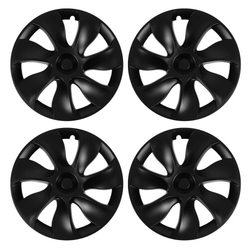 4 Pcs 19 Inch Wheel Hub Cap Matte Black Fully Wrap