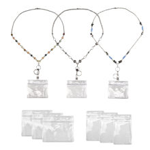 3 Stück einziehbare Ausweishalter mit Lanyard und Namenskarten-ID-Halter für Perlenketten