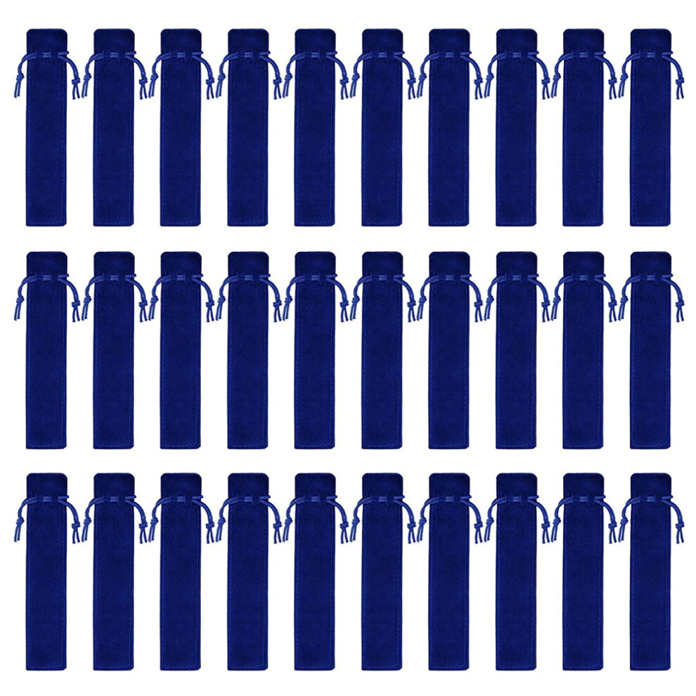 100 Pezzi Di Astuccio Per Penne In Velluto Blu Con Coulisse, Portapenne Con Manicotto Singolo Per Scuola, Ufficio, Regalo Aziendale