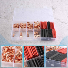 150 Stück Kupferdraht-Anschlussklemmen, AWG 2 4 6 8 10 12 Ringkabelschuh-Set mit 70 Schrumpfschläuchen und 80 Stück Batteriekabelschuhen