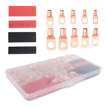 120-teilige Kupferdraht-Anschlussklemmen, AWG 2 4 6 8 10 12 Ringkabelschuh-Kit mit 60-teiligen Schrumpfkabelschuhen für Batterien