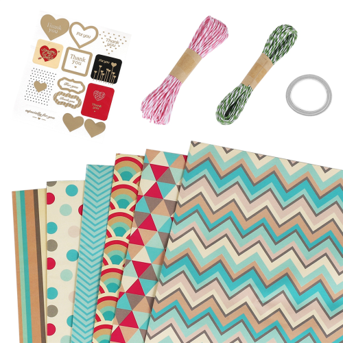 Geschenkpapierbögen, für Weihnachtsgeburtstagsparty-Set, 6-teiliges Geschenkpapier, Geschenk 1