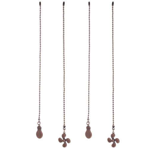 4Pcs Ceiling Fan Pull Chain Set,Bulb and Pattern Extension Pendant 12 Inch (Red Bronze) 2