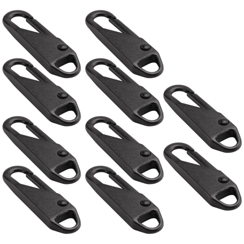 10 Pcs Zipper Pull Replacement Repair Kit Slider Tab Universal Fixer Metal Head (Black) 2