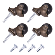 Ruote girevoli a sfera da 1,5 pollici per mobili, set di 4 con inserto di ricambio per manicotto di montaggio da 8 x 38 mm