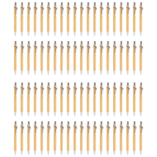 Set di 80 penne a sfera in bambù e legno, 40 inchiostro nero e blu 1