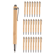 Lot de 24 stylos à bille rétractables en bambou, encre noire, 1 mm, fournitures de bureau, stylos en bois