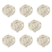 8 stuks antieke rozenbloem kastknoppen, vintage keuken shabby chic zinklegering witte ladegrepen voor ladekast