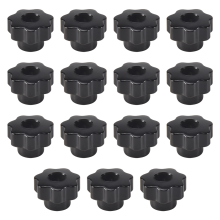 15 pezzi M6 manopola a stella maniglia di serraggio dado foro passante set ottone filettato femmina vite su impugnatura plastica nera