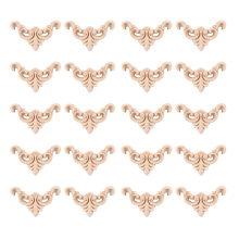 20 stuks gesneden ongeverfde Europese houten meubelen, raamhoekapplicaties, sierfiguren, 4 x 4 cm