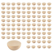 100 Stück 20 mm halbe Holzperlen, unbehandelte, gespaltene, natürliche, runde Holzkugeln, lose Perlen für Heimwerker, Basteln, Weihnachten