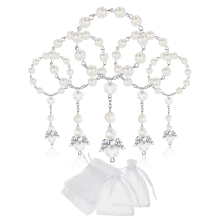 30 Stück Taufe Acryl Rosenkranz Perlen Mini Rosenkränze Engel mit Organza-Beuteln für die Erstkommunion Party Gastgeschenke