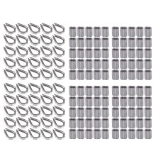 Lot de 100 embouts de câble à sertir de 3,2 mm (1/8 po), 50 cosses en acier inoxydable M3 pour câbles métalliques