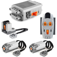 5-delige Power Function gemotoriseerde bouwstenenset met 2 middelgrote motoren, 1 batterijdoos, 1 IR-afstandsbediening, 1 ontvanger
