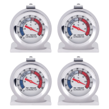 4-teiliges Kühlschrankthermometer mit rotem Anzeigethermometer für Gefrierschrank, Kühler, Aufhängehaken und Ständer
