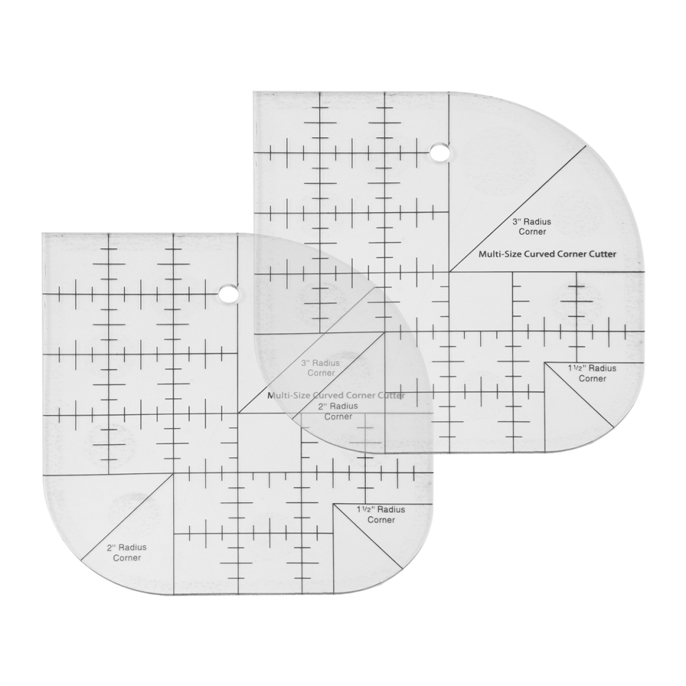 Quiltliniaal met gebogen hoeken, acryl naailiniaal, sjabloon patchworkgereedschap, 2 stuks