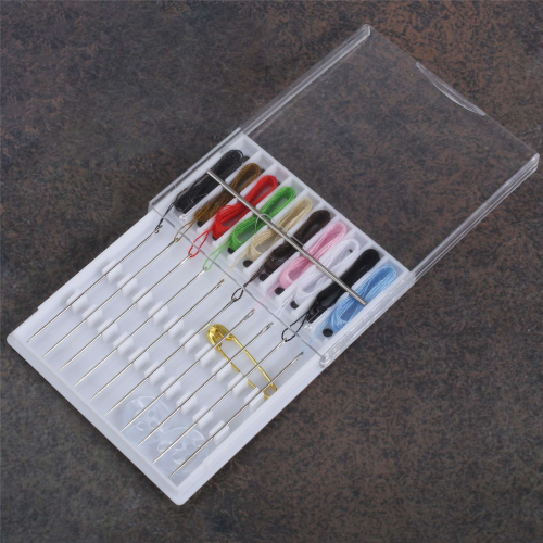 14 Boxes Mini Quick Fix Sewing Kit Easy Pre Threaded Needle Basic Personal Plastic Holder 1