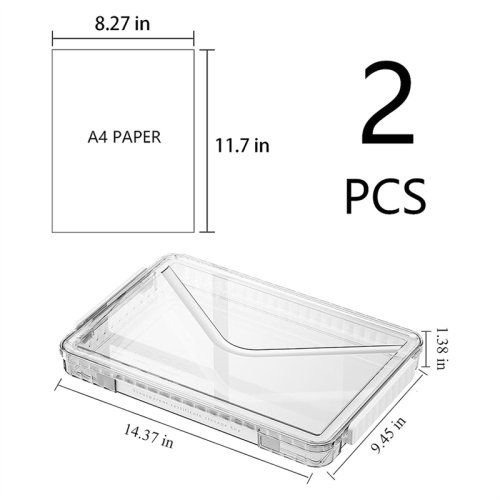 A4 Scrapbook Paper Storage, Photo Storage Box, Plastic File Box 2Pack 2