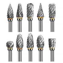 Dubbelsnijdende hardmetalen freesset, 10 stuks 1/8 inch schachten, 1/4 inch koplengte wolfraamstaal voor houtbewerking, boren