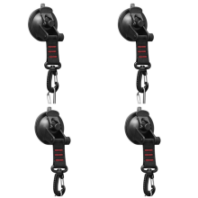 4 stuks zware zuignappen met D-ring, 360 draaibare kampeerhaken, autobekers, anker voor luifels, rood