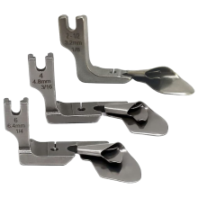 3-teiliger industrieller gebogener Säumerfuß 1/8 Zoll + 3/16 Zoll + 1/4 Zoll Saumziehrohr Seidenchiffonrock Crimppresser