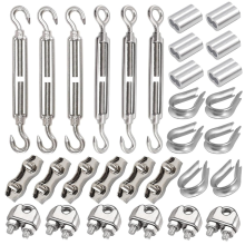 30 Spannschloss M5 Drahtspanner Set mit Seilklemme Kauschen zum Festziehen