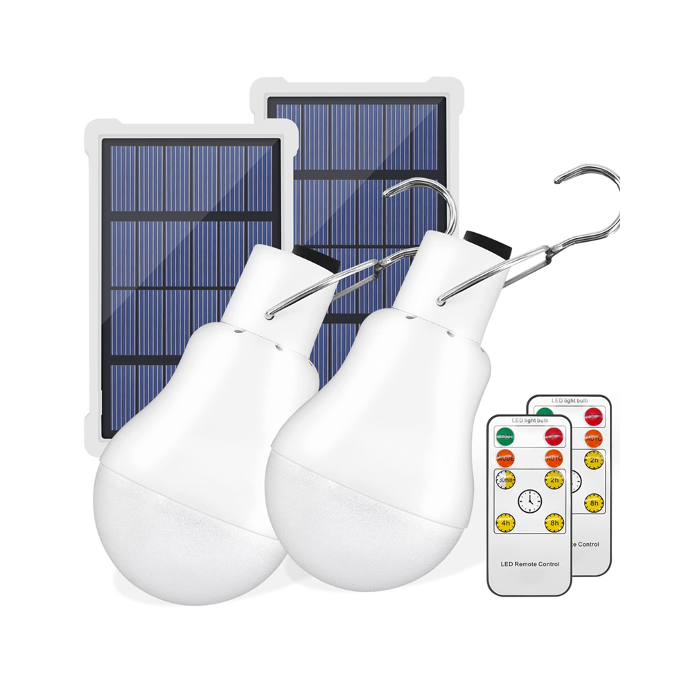 Lampadine Solari Portatili, Lampadine Led Di Emergenza Ricaricabili Tramite Usb Con Timer Remoto Per Capanno, Escursionismo, Campeggio, Tenda, 2 Set-image