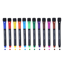 Whiteboard-Marker in 12 Farben, trocken abwischbarer Marker mit Radiergummikappe, feine Spitze, für Kinder, Büro, Schule