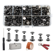 150 Sets Chicago-Schrauben, sortiertes Set, 6 Größen, runde Flachkopf-Ledernieten, M5-Bindung zum Dekorieren, Schwarz