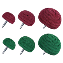 Tampone lucidante per levigatura a cupola da 6 pezzi, ruota in fibra di nylon, 180 grani misti con 320 grani (rosso + verde misti)
