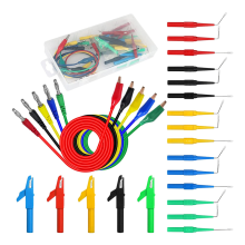 25-teiliges Kfz-Messleitungsset, Krokodilklemme mit rückseitiger Sonde, Clip für 4-mm-Bananenstecker